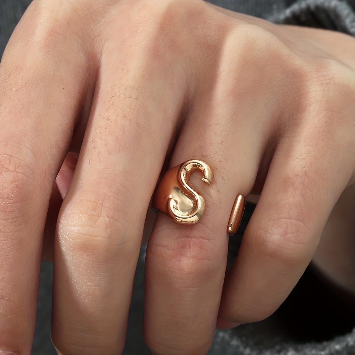 Minimalist Letter Ring For Men, Daily Decoration Gift